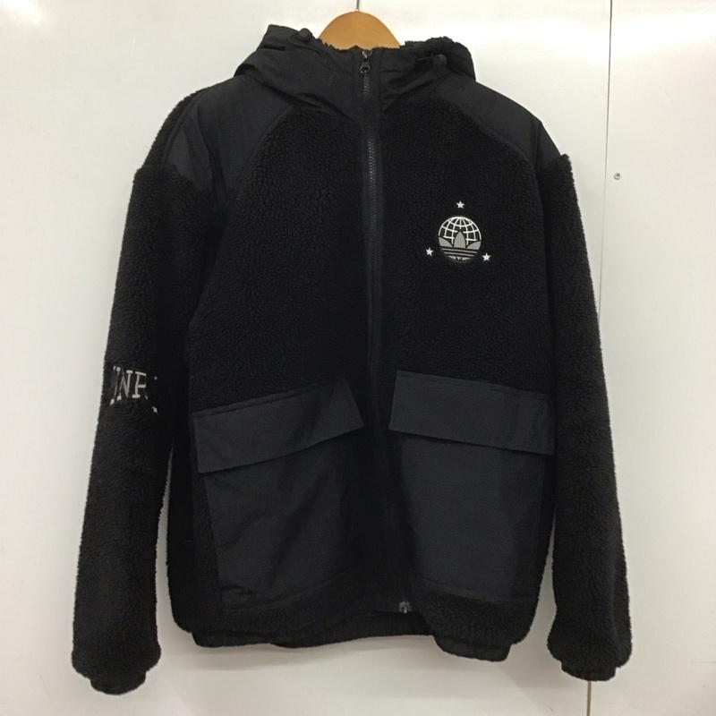 アディダス adidas ジャケット、上着 ジャケット、ブレザー a6a001 ポリエステルジャケット ジップアップジャケット スタンドカラー XL ロゴ、文字 黒 / ブラック /  メンズ USED 古着 中古 10132833