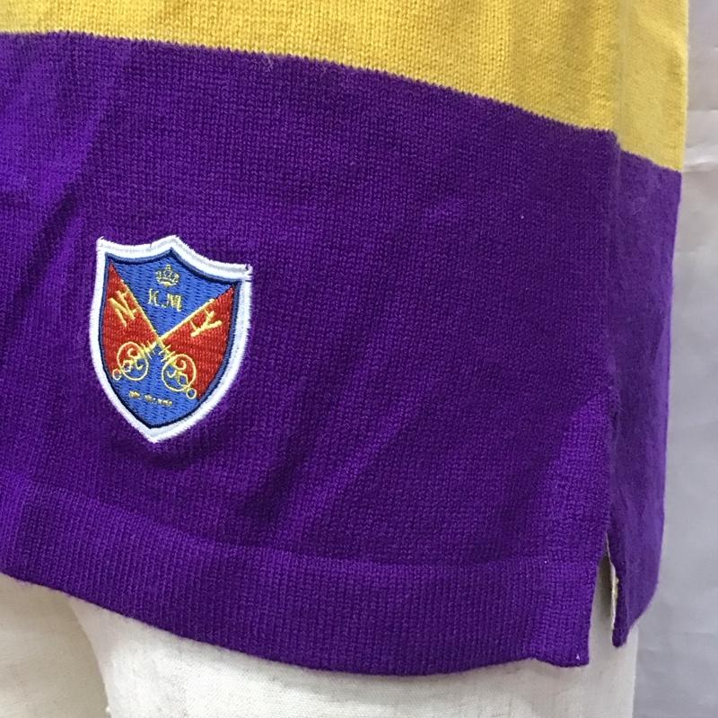 ニューヨーカー NEWYORKER ニット、セーター 長袖 長袖ニットカットソー カラーニット セーター M ボーダー柄 黄 / イエロー / X 紫 / パープル /  メンズ USED 古着 中古 10113237