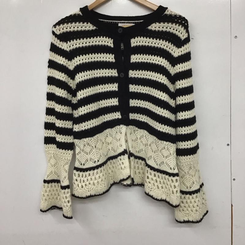 ザラ ZARA カーディガン 長袖 160cm ボーダー柄 白 / ホワイト / X 黒 / ブラック /  ガールズ USED 古着 中古 10139985