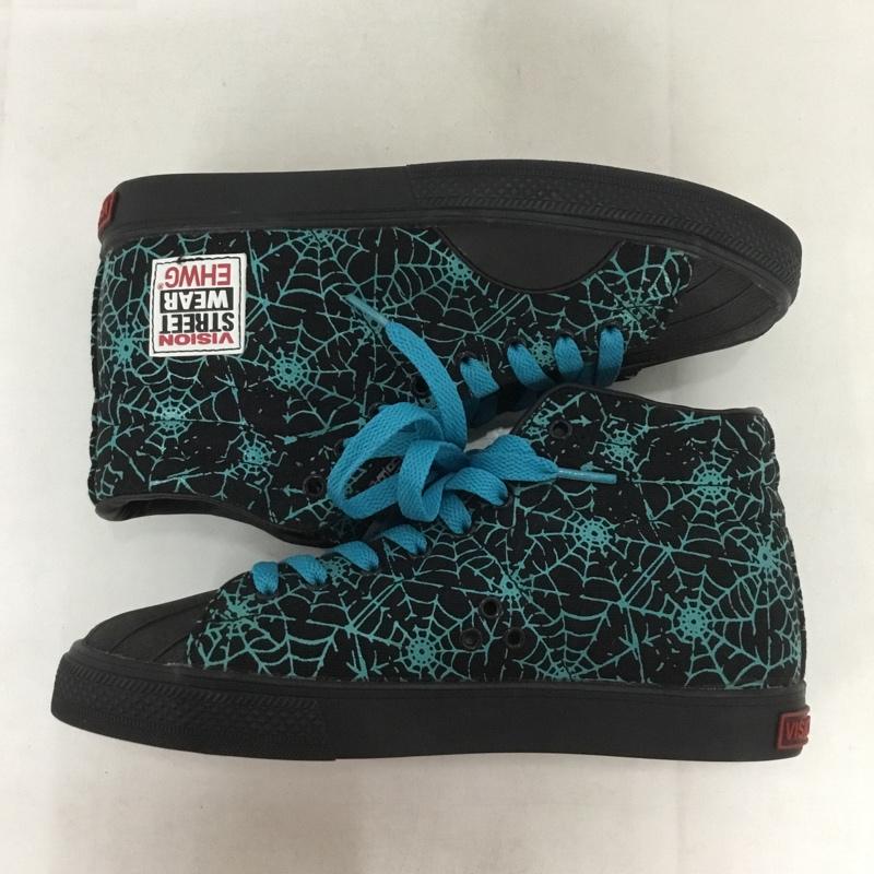 ヴィジョン ストリート ウェア VISION STREET WEAR スニーカー スニーカー 29141K62010 EHYPHEN ハイカット 蜘蛛の巣 25cm 25.0cm 総柄 黒 / ブラック /  レディース USED 古着 中古 10140036