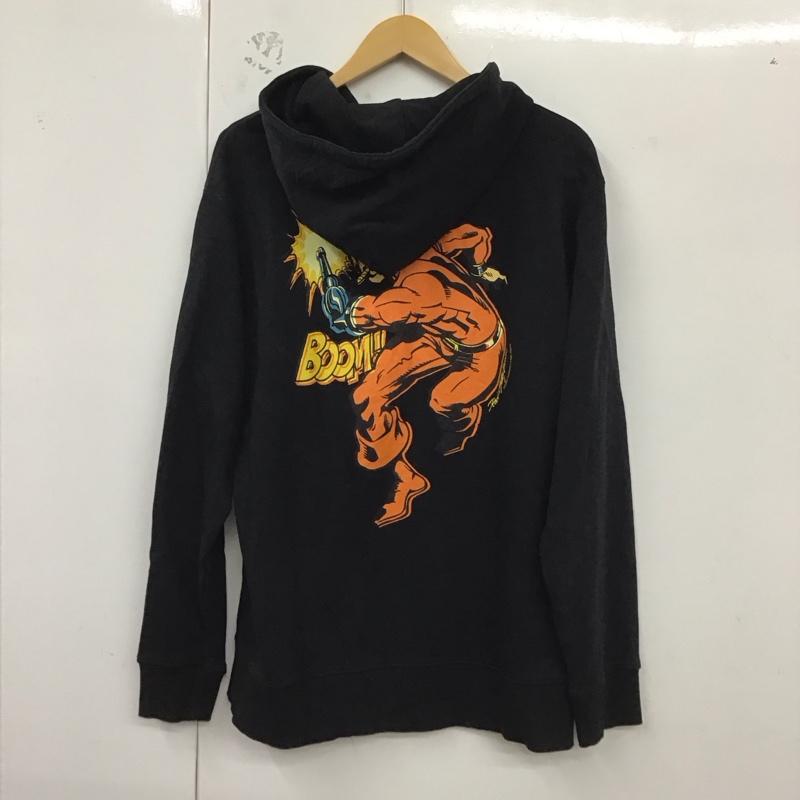 エロスティカ EROSTiKA パーカー 長袖 長袖パーカー ジップアップパーカー スウェット XL ロゴ、文字 黒 / ブラック /  メンズ USED 古着 中古 10130095