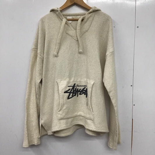 ステューシー STUSSY パーカー 長袖 メキシカンパーカー Vネック 長袖パーカー XL ロゴ、文字 白 / ホワイト /  メンズ USED 古着 中古 10138597