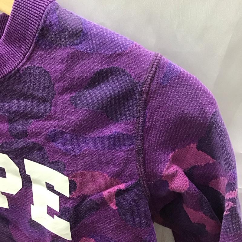 ベイプキッズ BAPEKIDS トレーナー 長袖 長袖トレーナー スウェット 長袖カットソー クルーネックカットソー 120cm ロゴ、文字 紫 / パープル /  ボーイズ USED 古着 中古 10111666