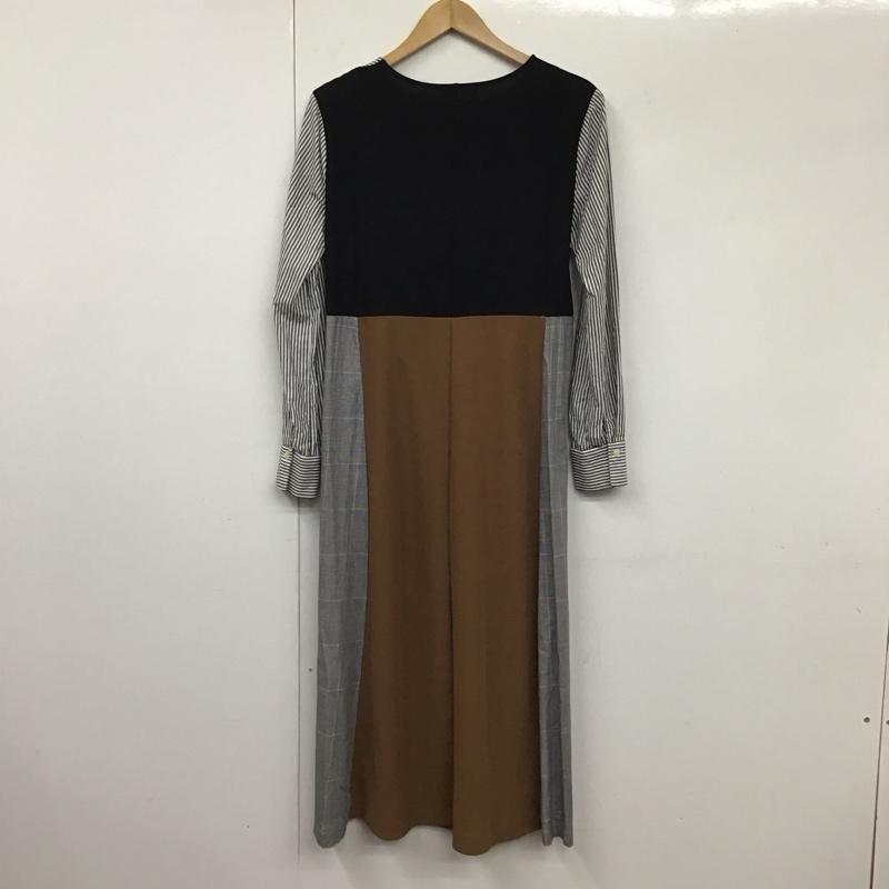 ザラ ZARA ワンピース ロングスカート 0264/670/104 コントラストワンピース S 無地 X チェック X ストライプ 白 / ホワイト / X 灰 / グレー / X 茶 / ブラウン /  レディース USED 古着 中古 10131540