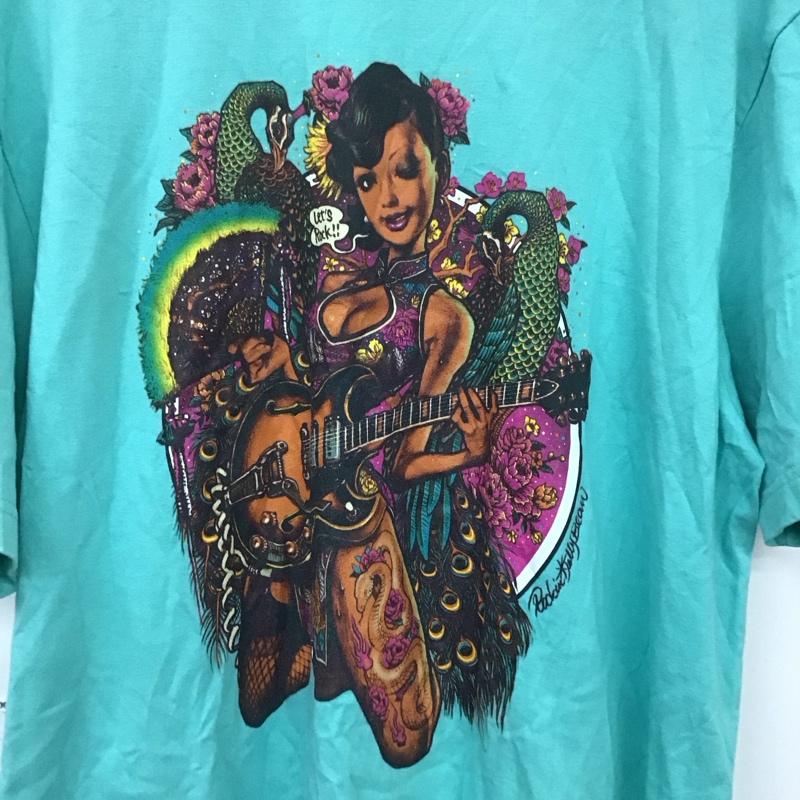 エロスティカ EROSTiKA Tシャツ 半袖 半袖カットソー プリントTシャツ クルーネックカットソー springscream XL プリント 緑 / グリーン /  メンズ USED 古着 中古 10134650