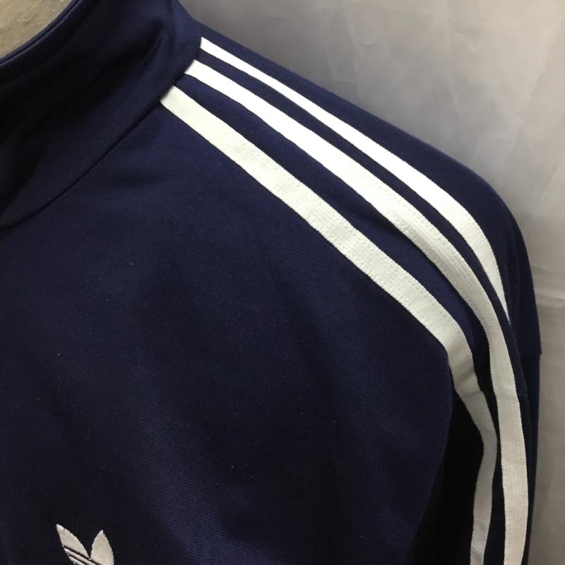 アディダス adidas ジャケット、上着 ジャケット、ブレザー トラックジャケット ジャージ M ロゴ、文字 紺 / ネイビー / X 白 / ホワイト /  メンズ USED 古着 中古 10111364