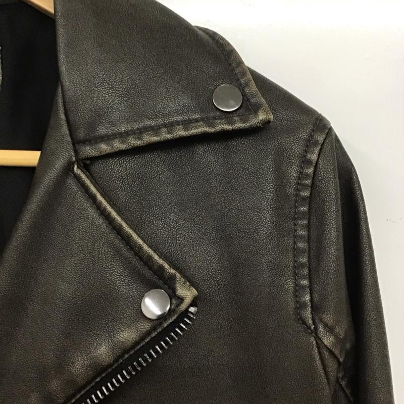 ザラ ZARA ジャケット、上着 ジャケット、ブレザー ライダースジャケット ジップアップジャケット アウター フェイクレザー S 無地 茶 / ブラウン /  メンズ USED 古着 中古 10133381