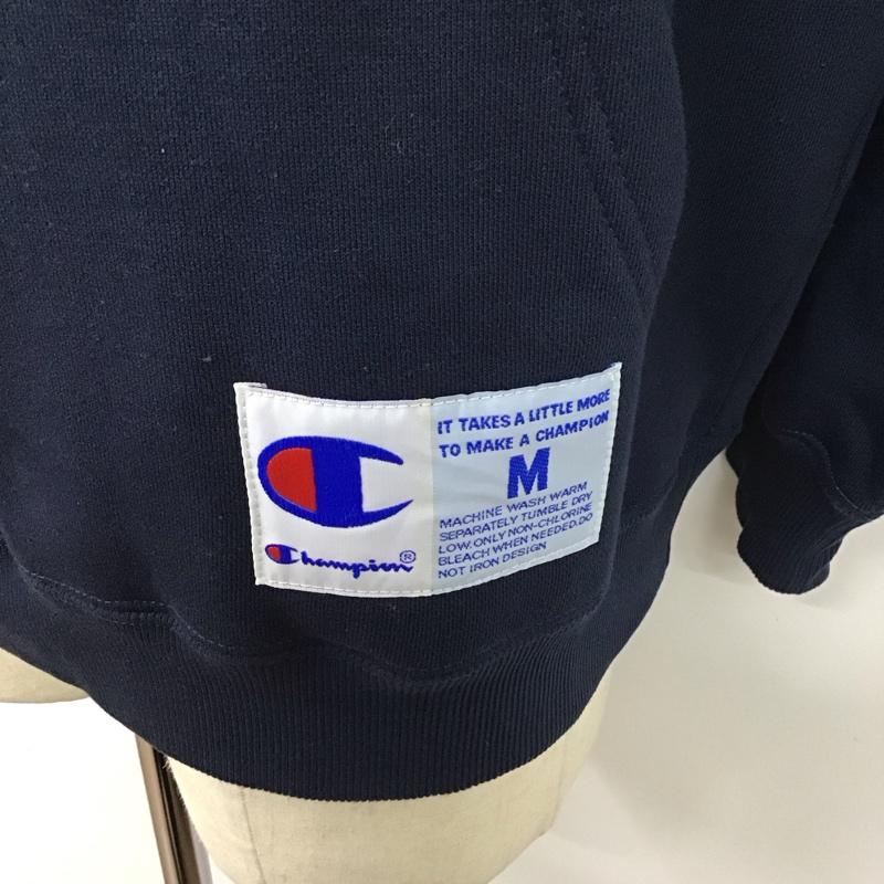 チャンピオン Champion パーカー 長袖 C3-V107 フーディー スウェット プルオーバー M ロゴ、文字 紺 / ネイビー /  メンズ USED 古着 中古 10121294