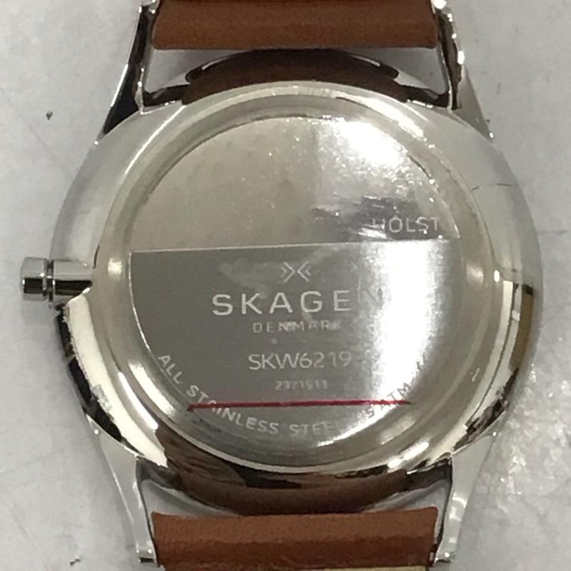 スカーゲン SKAGEN 腕時計 アナログ（クォーツ式） SKW6219 レザーベルト 箱有 ロゴ、文字 茶 / ブラウン /  メンズ USED 古着 中古 10134345