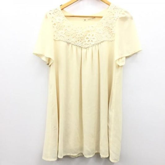 マジェスティックレゴン MAJESTIC LEGON ワンピース  ワンピース 半袖 FREE 無地 アイボリー / アイボリー /  レディース USED 古着 中古 10024833