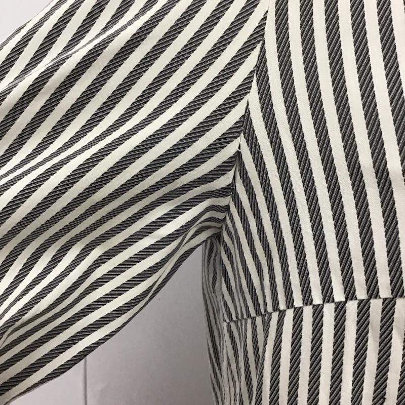 ミニマム MINIMUM ワンピース ひざ丈スカート 639-52121 フリル スタンドカラー 2 ストライプ 白 / ホワイト / X 黒 / ブラック /  レディース USED 古着 中古 10114976