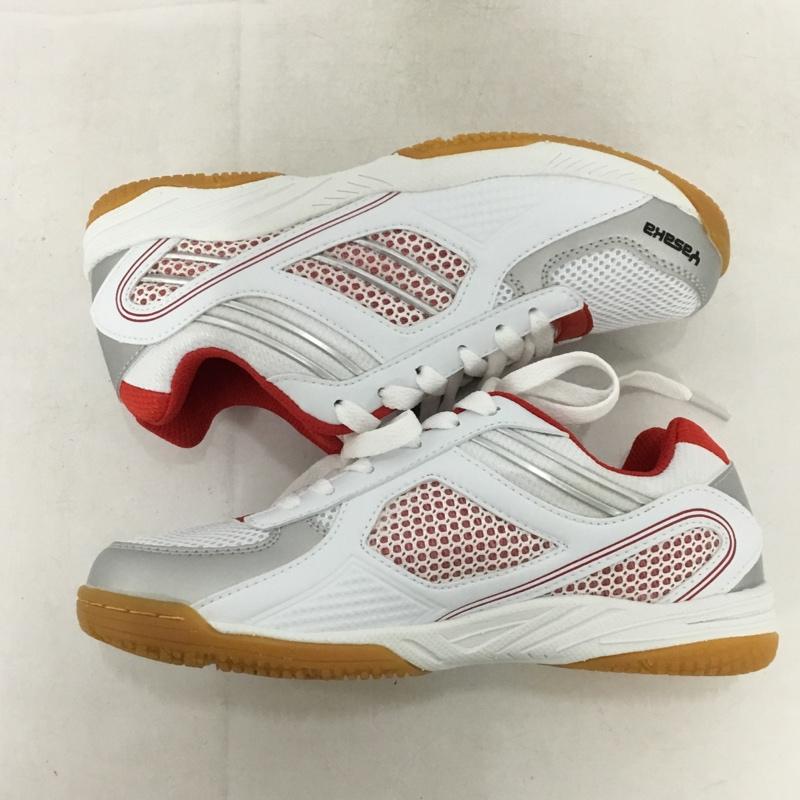 ヤサカ YASAKA スニーカー スニーカー E-200 ジェット インパクト 卓球シューズ 22cm 箱有 22.0cm ロゴ、文字 白 / ホワイト / X 赤 / レッド /  レディース USED 古着 中古 10147909