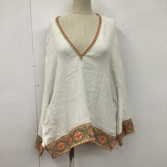 ザラ ZARA カットソー 長袖 4786 278 251 Vネック ガーゼ S 刺繍 白 / ホワイト /  レディース USED 古着 中古 10107157