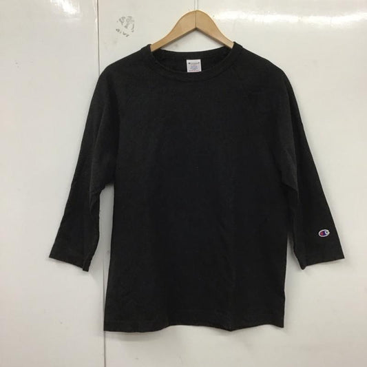 チャンピオン Champion カットソー 七分袖 七分丈カットソー クルーネックカットソー ラグラン M 無地 黒 / ブラック /  メンズ USED 古着 中古 10128774