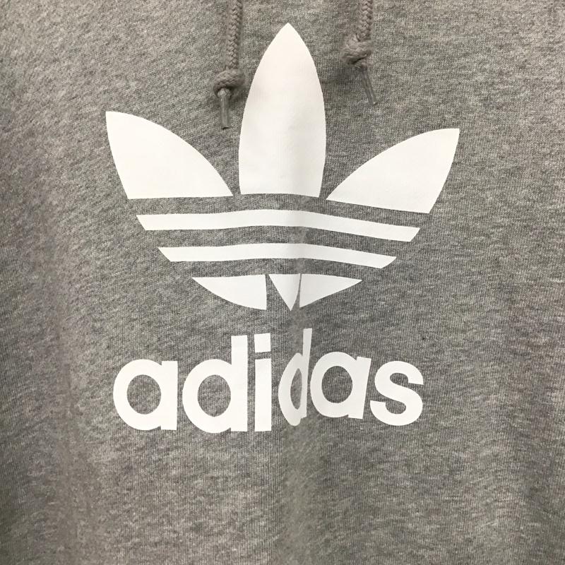 アディダス adidas パーカー 長袖 dt7963 フーディーパーカー プルオーバーパーカー L ロゴ、文字 灰 / グレー /  メンズ USED 古着 中古 10144798