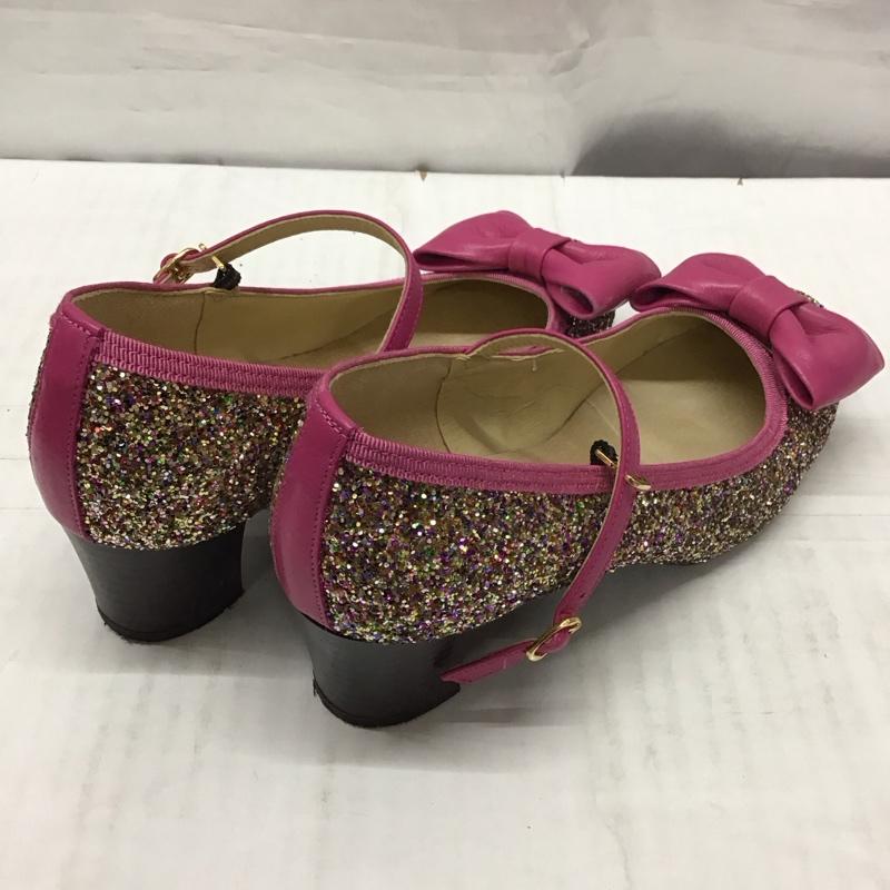 古着 USED パンプス パンプス Leur Getter グリッター リボン ストラップ ヒール 22.5cm 22.5cm  桃 / ピンク /  レディース USED 古着 中古 10113417