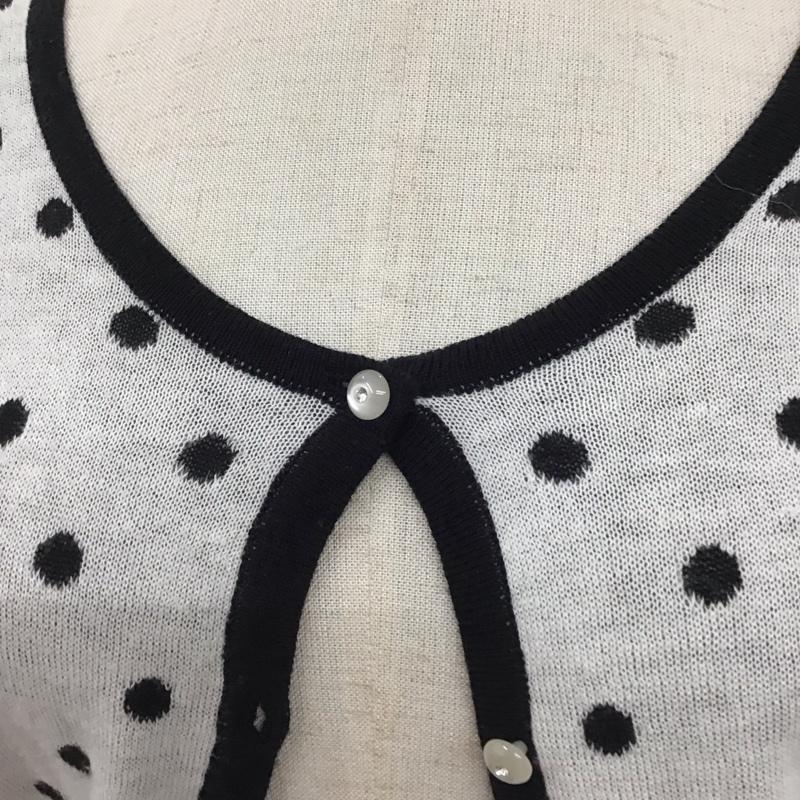 セシルマクビー CECIL McBEE カーディガン 長袖 クルーネック ドット 白 / ホワイト / X 黒 / ブラック /  レディース USED 古着 中古 10116762