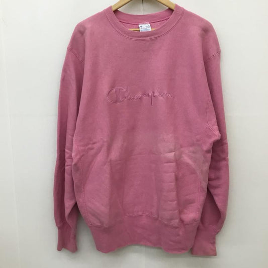 チャンピオン Champion トレーナー 長袖 REVERSE WEAVE USA製 L ロゴ、文字 桃 / ピンク /  メンズ USED 古着 中古 10135945