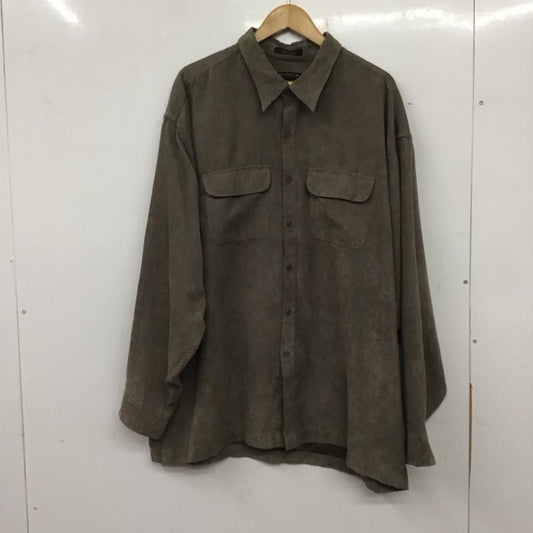 ウ゛ァンヒューゼン VANHEUSEN シャツ、ブラウス 長袖 長袖シャツ 無地シャツ カラーシャツ XXL 無地 茶 / ブラウン /  メンズ USED 古着 中古 10138782