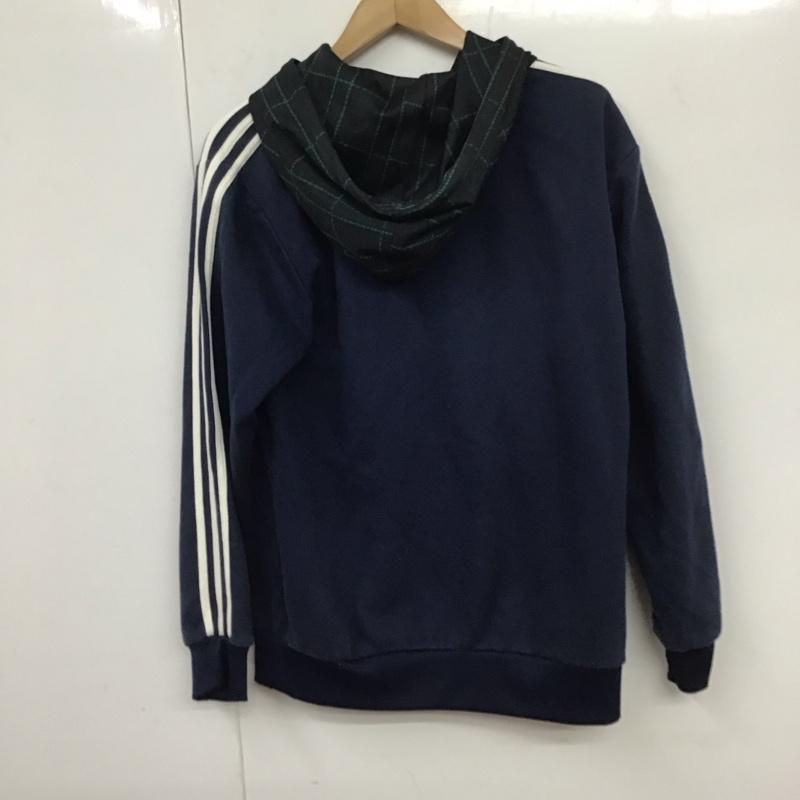 アディダス adidas パーカー 長袖 長袖パーカー プルオーバーパーカー スウェット M ロゴ、文字 紺 / ネイビー /  メンズ USED 古着 中古 10131463
