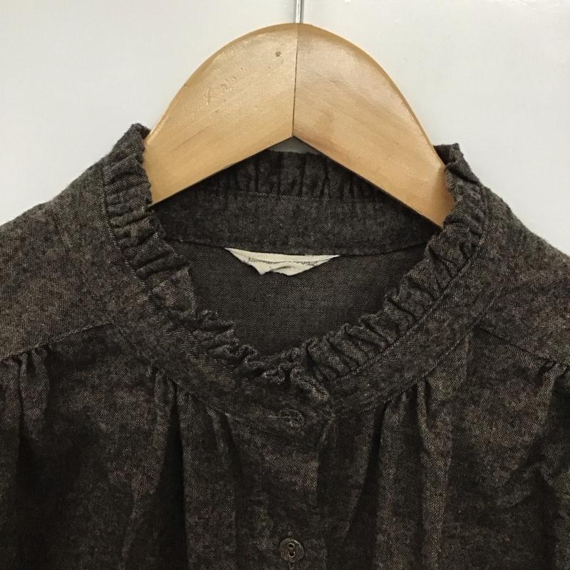 サマンサモスモス Samansa Mos2 ワンピース ロングスカート 1105125 長袖 シャツワンピース スタンドカラー フリル FREE 無地 ダークブラウン / ダークブラウン /  レディース USED 古着 中古 10142228