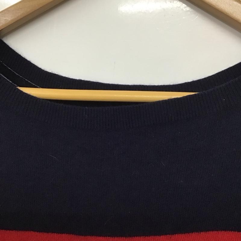 トミーヒルフィガー TOMMY HILFIGER ニット、セーター 半袖 M 無地 赤 / レッド / X 紺 / ネイビー /  レディース USED 古着 中古 10132219