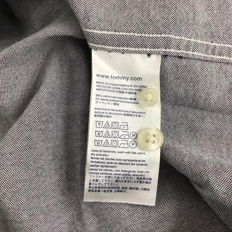 トミーヒルフィガー TOMMY HILFIGER シャツ、ブラウス 長袖 ボタンダウン スリムフィット L ワンポイント 灰 / グレー /  メンズ USED 古着 中古 10123668