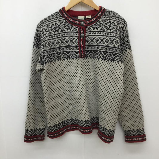 エルエルビーン L.L.Bean ニット、セーター 長袖 L ノルディック柄 黒 / ブラック / X ベージュ / ベージュ / X 赤 / レッド /  レディース USED 古着 中古 10137779