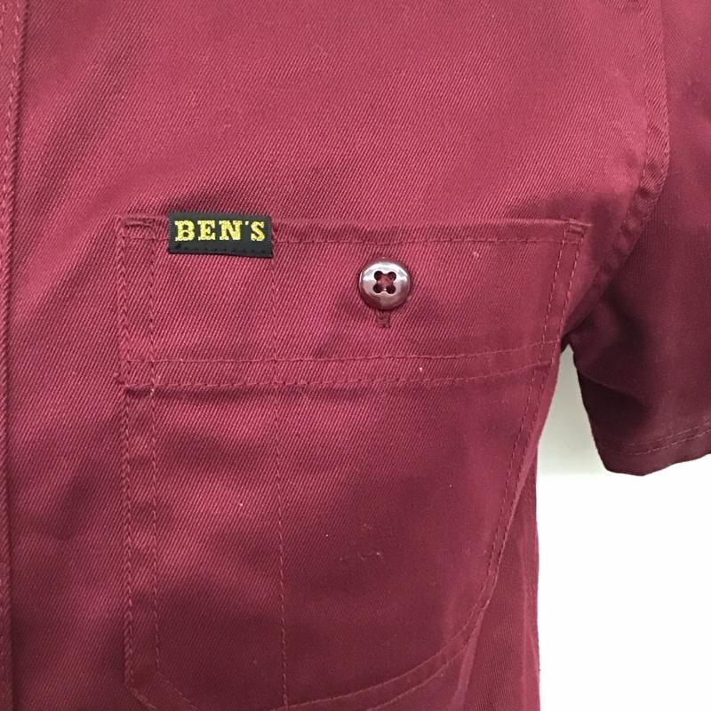 ベンデイビス BEN DAVIS シャツ、ブラウス 半袖 ワークシャツ バック刺繍 M ロゴ、文字 えんじ / ワインレッド /  メンズ USED 古着 中古 10123511