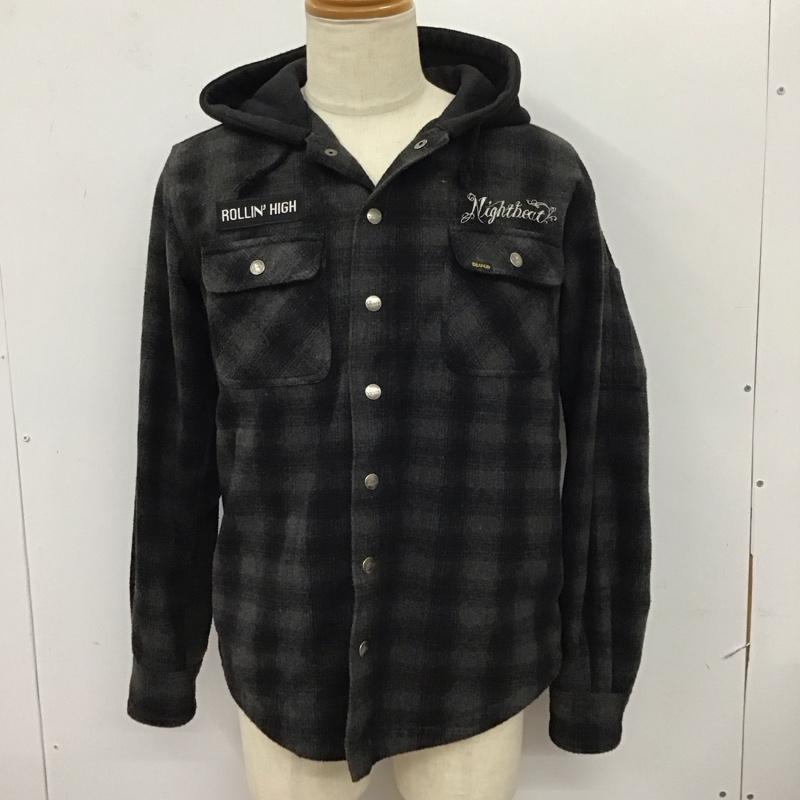 ブルコ BLUCO ジャケット、上着 ジャケット、ブレザー フード付き ワークシャツ 刺繍 L チェック 黒 / ブラック / X 灰 / グレー /  メンズ USED 古着 中古 10115072