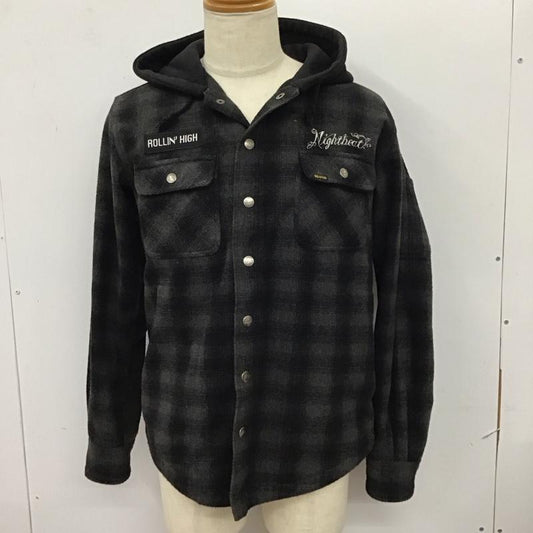 ブルコ BLUCO ジャケット、上着 ジャケット、ブレザー フード付き ワークシャツ 刺繍 L チェック 黒 / ブラック / X 灰 / グレー /  メンズ USED 古着 中古 10115072