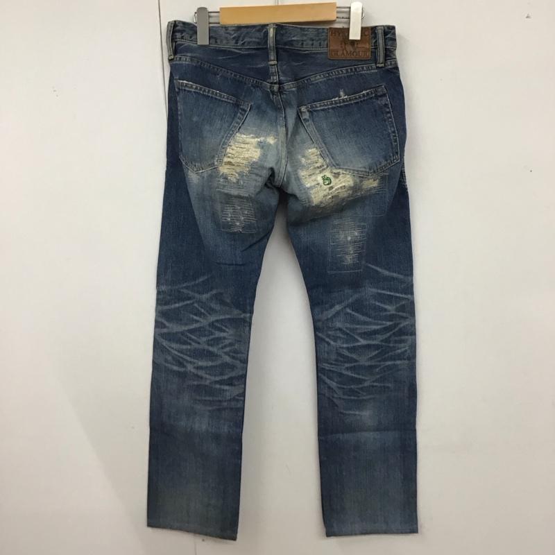 ヒステリックグラマー HYSTERIC GLAMOUR パンツ デニム、ジーンズ デニムパンツ スリムパンツ ジーンズ スタッズ 30インチ ダメージ加工 インディゴ / インディゴ /  メンズ USED 古着 中古 10120047