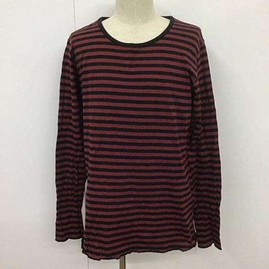 グラム glamb カットソー 長袖 クルーネック ロンT 3 ボーダー柄 黒 / ブラック / X えんじ / ワインレッド /  メンズ USED 古着 中古 10107814