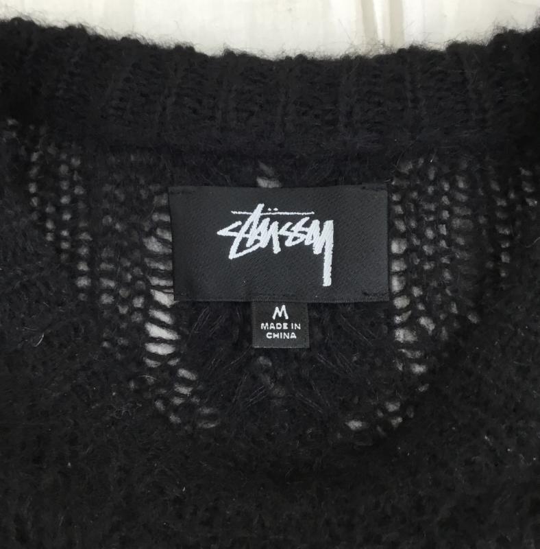 ステューシー STUSSY ニット、セーター 長袖 117228 CABLE LOOSE KNIT SWEATER M 無地 黒 / ブラック /  メンズ USED 古着 中古 10136991