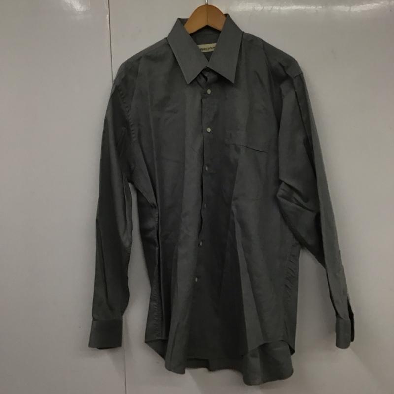 アクアスキュータム Aquascutum シャツ、ブラウス 長袖 長袖シャツ 無地シャツ カラーシャツ ロゴ、文字 灰 / グレー /  メンズ USED 古着 中古 10131133