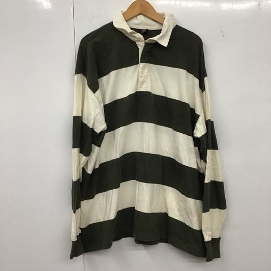 パタゴニア patagonia ポロシャツ 長袖 長袖ポロシャツ 長袖カットソー ラガーシャツ 90s usa製 XL ボーダー柄 白 / ホワイト / X カーキ / カーキ /  メンズ USED 古着 中古 10134697
