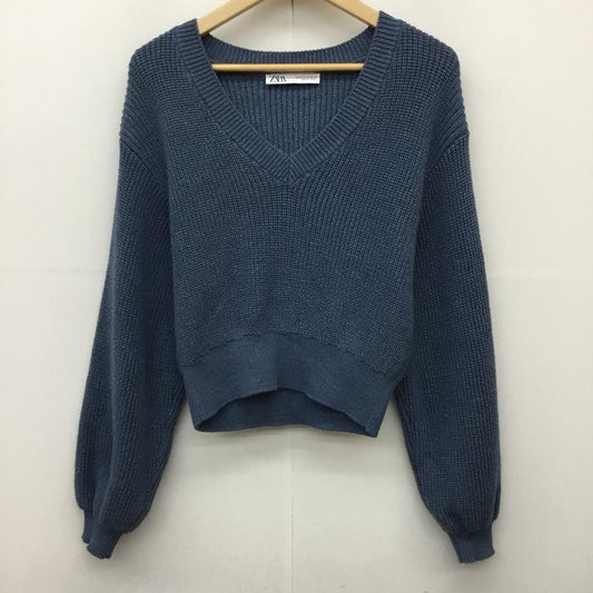 ザラ ZARA ニット、セーター 長袖 M 無地 青 / ブルー /  レディース USED 古着 中古 10142213