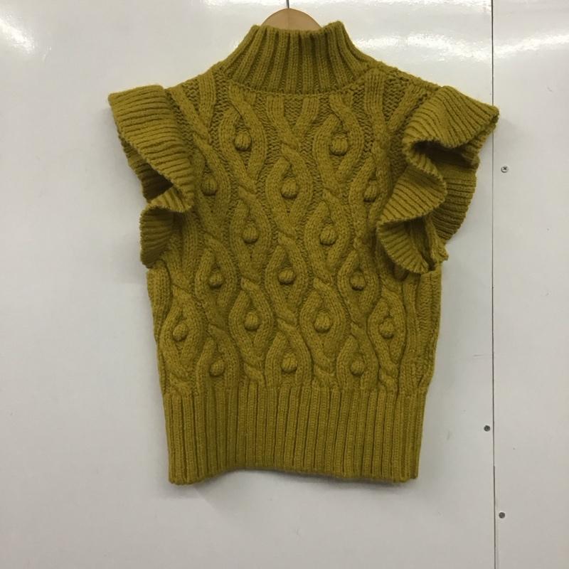 ザラ ZARA ニット、セーター 半袖 S 無地 マスタード / マスタード /  レディース USED 古着 中古 10142887