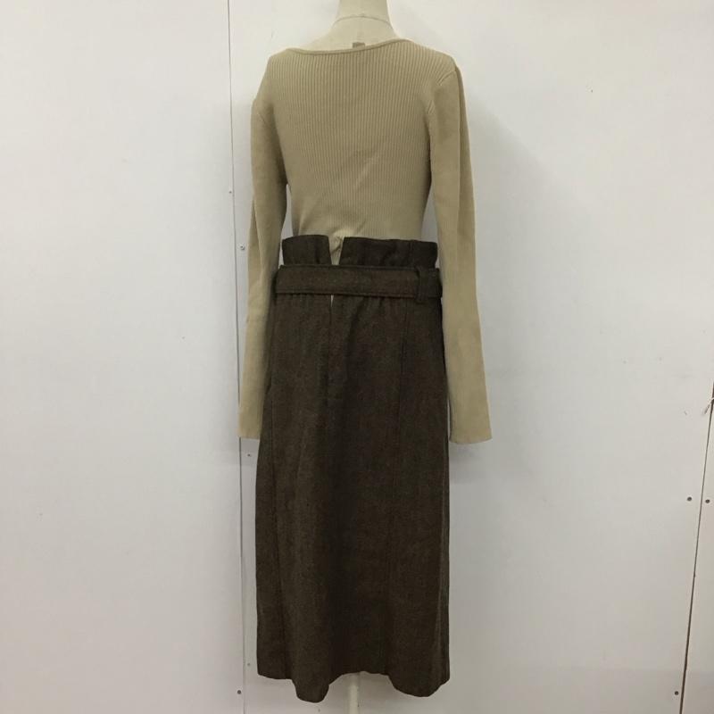スナイデル SNIDEL ワンピース ロングスカート SWNO195131 長袖ロングワンピース フレアワンピース 切り替えワンピース 1 無地 茶 / ブラウン /  レディース USED 古着 中古 10117316