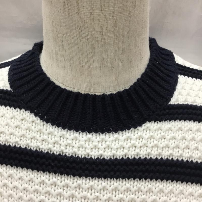 アダムエロペ ADAM ET ROPE  ニット、セーター 長袖 長袖ニットカットソー ニット セーター クルーネックニット M ボーダー柄 白 / ホワイト / X 紺 / ネイビー /  メンズ USED 古着 中古 10113357
