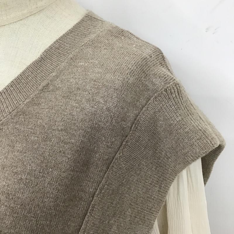 センスオブプレイスバイアーバンリサーチ SENSE OF PLACE by URBAN RESEARCH ワンピース ロングスカート aa34-26b012 マジョリカプリーツドッキングワンピース 長袖ワンピース フレアスカート 無地 ベージュ / ベージュ / X 茶 / ブラウン /  レディース USED 古着 中古 10105958