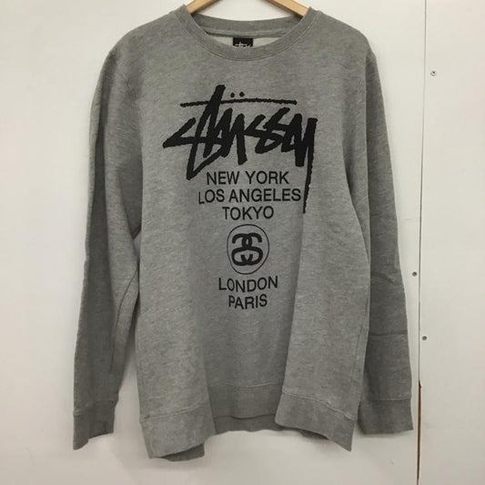 ステューシー STUSSY トレーナー 長袖 長袖トレーナー スウェット クルーネック プルオーバー L プリント 灰 / グレー /  メンズ USED 古着 中古 10147609
