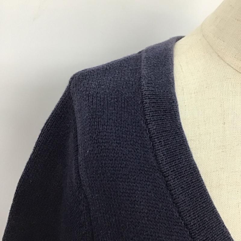 トミー TOMMY カーディガン 長袖 23-4331203-040 コットン Vネック NY M ロゴ、文字 紺 / ネイビー /  レディース USED 古着 中古 10116758