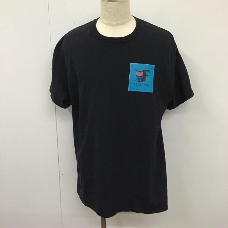 フラグスタフ FLAGSTUFF Tシャツ 半袖 半袖カットソー プリントTシャツ クルーネックカットソー ロゴ、文字 黒 / ブラック /  メンズ USED 古着 中古 10115615