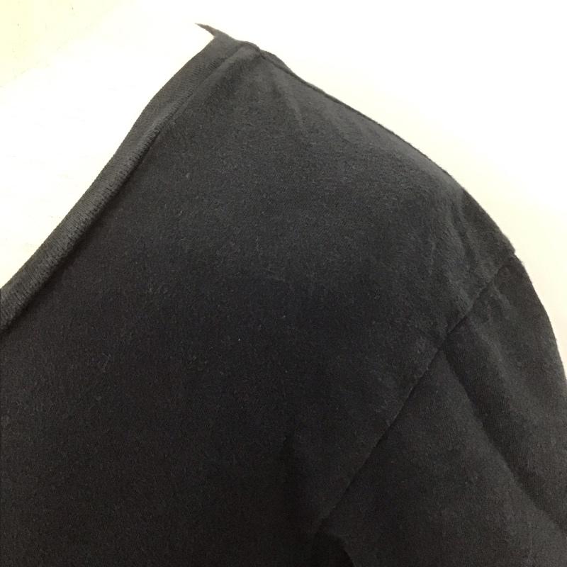 デンハム DENHAM カットソー 半袖 半袖カットソー プリントTシャツ Vネックカットソー L 無地 黒 / ブラック /  メンズ USED 古着 中古 10107252