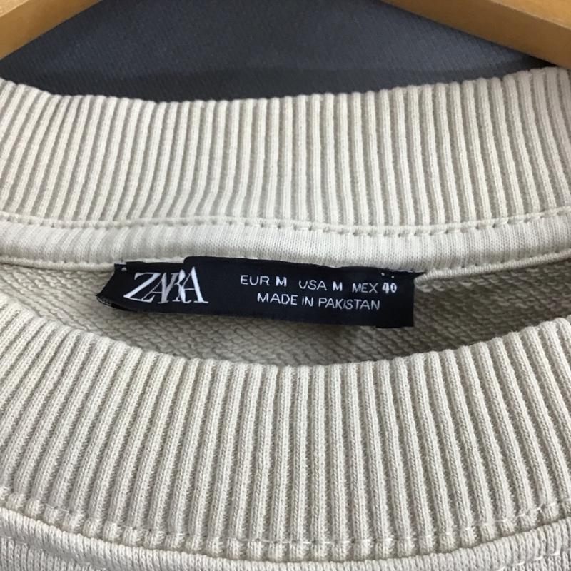 ザラ ZARA トレーナー 長袖 長袖トレーナー スウェット クルーネック プルオーバー M ロゴ、文字 ベージュ / ベージュ /  メンズ USED 古着 中古 10146197