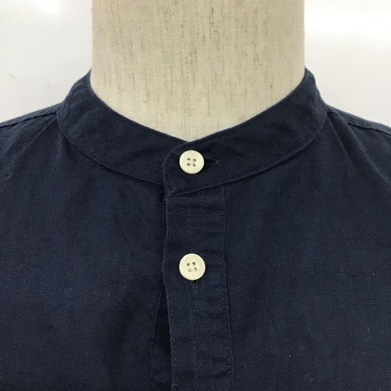 ザラ ZARA シャツ、ブラウス 長袖 長袖シャツ ノーカラーシャツ カジュアルシャツ M 無地 紺 / ネイビー /  メンズ USED 古着 中古 10110400