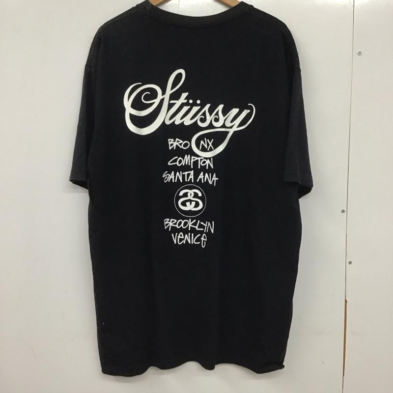 ステューシー STUSSY Tシャツ 長袖 半袖カットソー プリントTシャツ クルーネックカットソー XL ロゴ、文字 黒 / ブラック /  メンズ USED 古着 中古 10133222