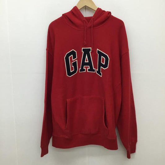 ギャップ GAP パーカー 長袖 M ロゴ、文字 赤 / レッド /  メンズ USED 古着 中古 10137763
