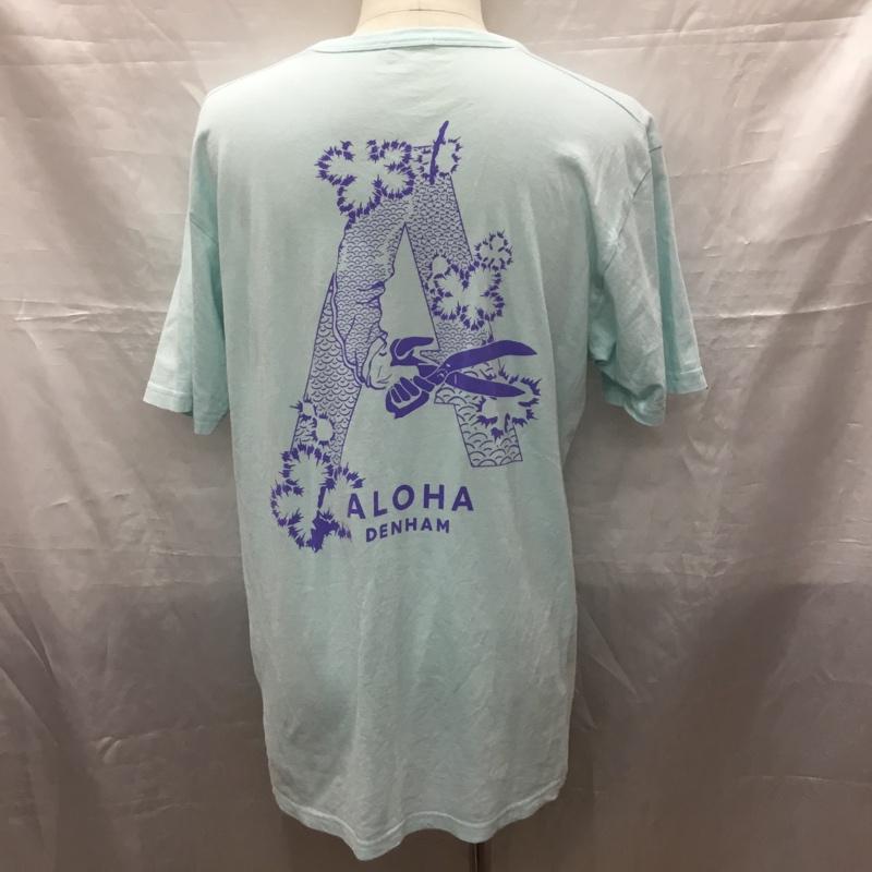 デンハム DENHAM Tシャツ 半袖 半袖カットソー プリントTシャツ クルーネックカットソー L プリント 水色 / ライトブルー /  メンズ USED 古着 中古 10118621